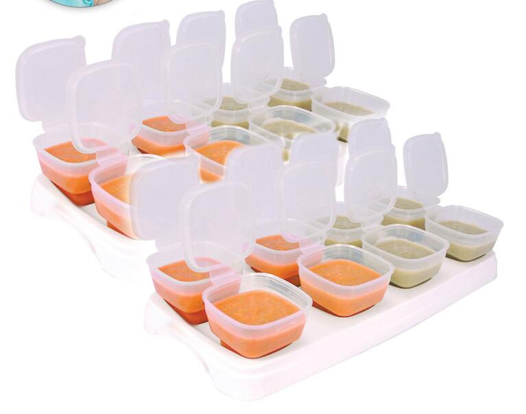 Hot Sale Baby Weaning Food Freezing Cubes Tray Pots Freezer Storage Containers Baby Food Freezing Cubes Set Of 8 Pots And Tray